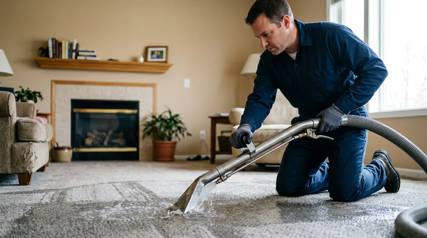 Water damage restoration technician working near Pretty Prairie, KS
